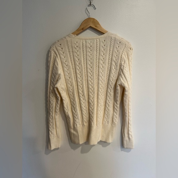 BUNULU cream v neck button down cardigan with rose details size M/L - Picture 7 of 8